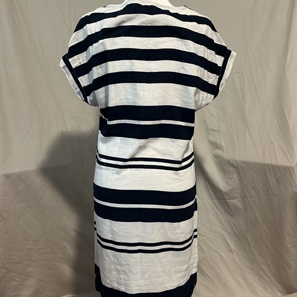 Cosmo & co Navy & light grey striped dress Size M Good used condition - Picture 3 of 5